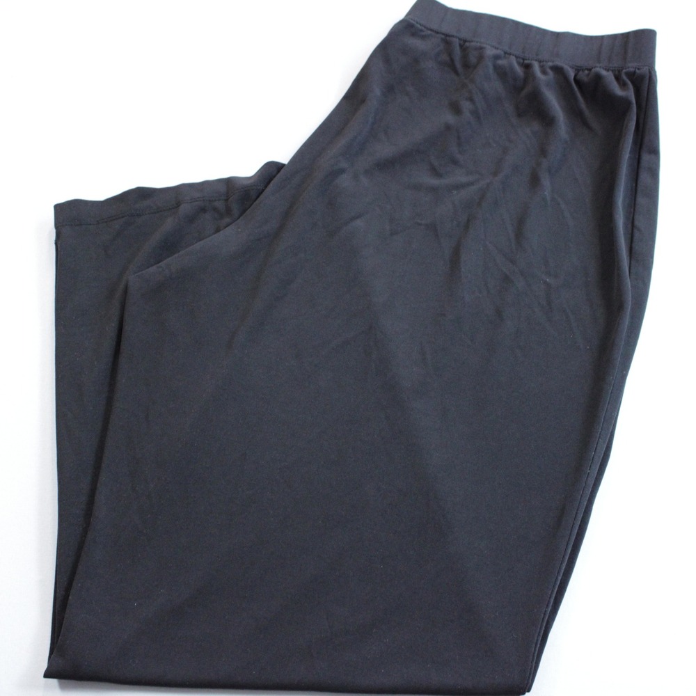 Susan Graver Liquid Knit Black Straight Leg Pull On Pants Petite Large LP Casual